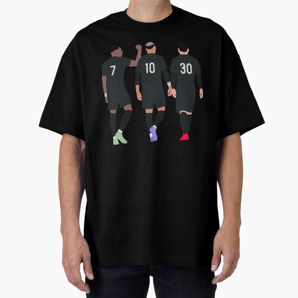 Messi Neymar France Football Players Trio Mmn #y79 Oversized T-Shirt Elevate the FIFA World Cup 2026 USA Canada Mexico Journey through Messi Highlights, Spain Pride, Supporter Pride, Iconic Celebrations, Legendary Names and Global Match Day Energy;