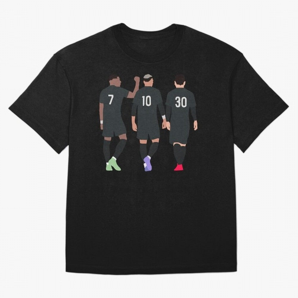 Messi Neymar France Football Players Trio Mmn #y79 Oversized T-Shirt Elevate the FIFA World Cup 2026 USA Canada Mexico Journey through Messi Highlights, Spain Pride, Supporter Pride, Iconic Celebrations, Legendary Names and Global Match Day Energy;