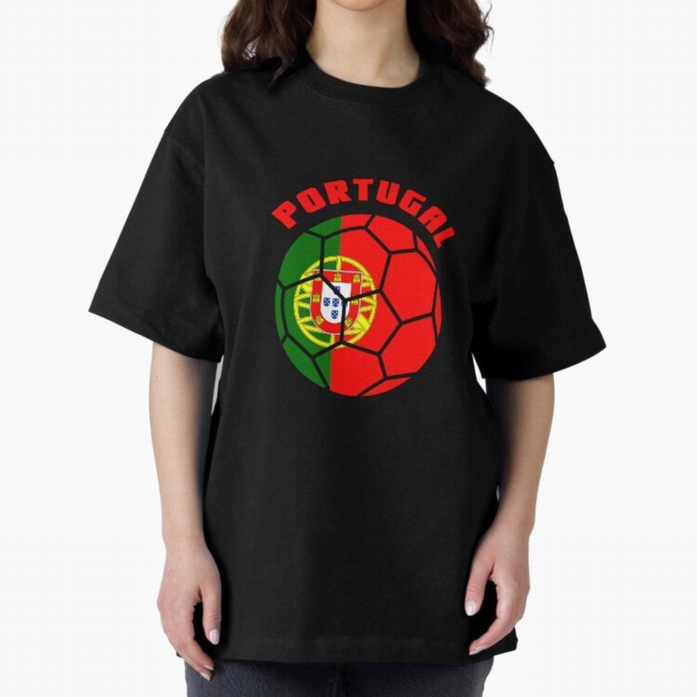 Portugal Football Soccer Ball Oversized T-Shirt Stand Proud for the FIFA World Cup 2026 USA Canada Mexico Journey through Messi and Cristiano Ronaldo Highlights, England and Germany Pride, Football Passion, Legendary Performances, Festival Vibes