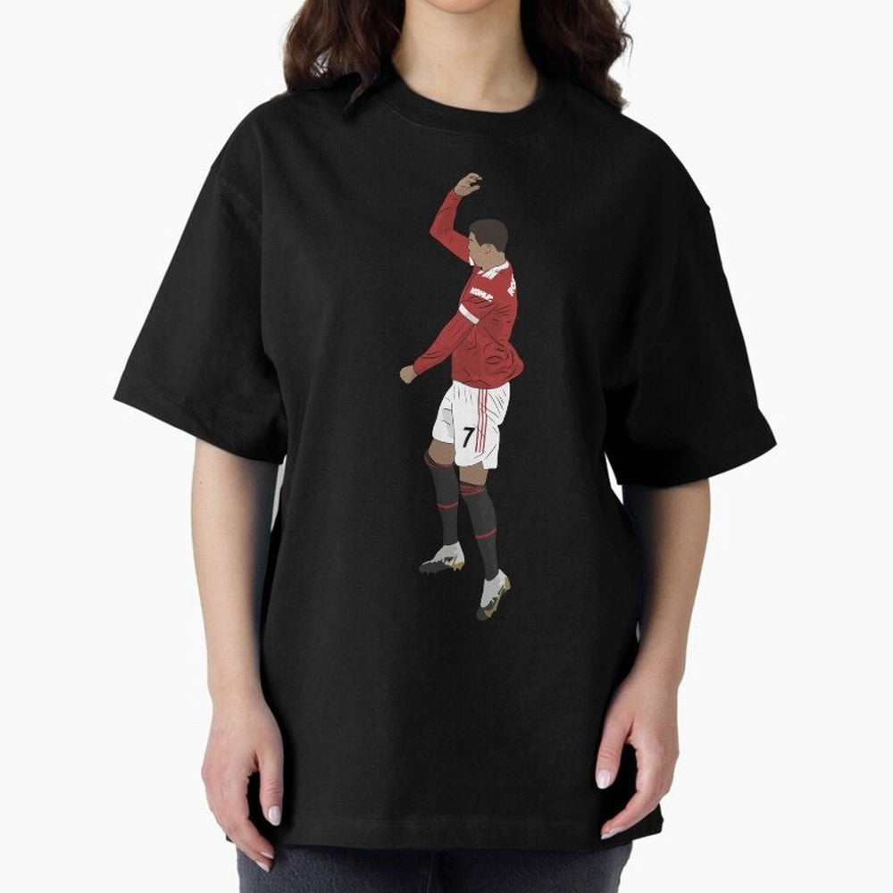 Cristiano Ronaldo Pirouette Siuuuu Goal Celebration Oversized T-Shirt Show Passion for the Stars of FIFA World Cup 2026 USA Canada Mexico Filled with CR7 and Messi, England Energy, Retro Football Energy, Iconic Rivalries, Trophy Chase Drama and