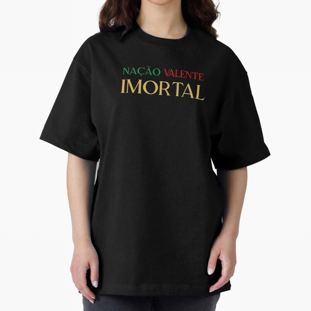 Na??o Valente Imortal Portugal Tuga Oversized T-Shirt Fuel FIFA World Cup 2026 Group Stage Inspired by Haaland and Mbappe, Brazil Energy, Championship Spirit, Famous Goals, Roaring Crowds and International Football Unity; Great for Supporters Who