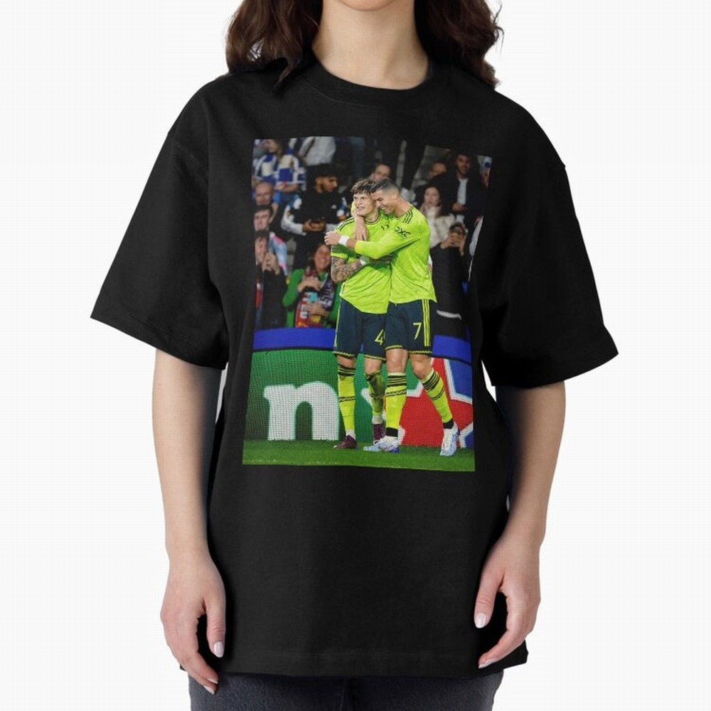 Cristiano Ronaldo And Garnacho ,Ronaldo Gifts,Ronaldo Cover,Ronaldo Prints Oversized T-Shirt Honor the Football Icons of FIFA World Cup 2026 USA Canada Mexico Capturing Neymar, Argentina Energy, Retro Football Energy, Iconic Rivalries, Trophy Chase