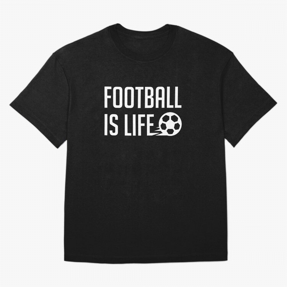 Football Is Life (Blue BG) Oversized T-Shirt Celebrate Fan Culture around Global Football Passion for FIFA World Cup 2026 USA Canada Mexico, Capturing Neymar, Haaland and Cristiano Ronaldo, Brazil, Sports Nostalgia, International Competition,
