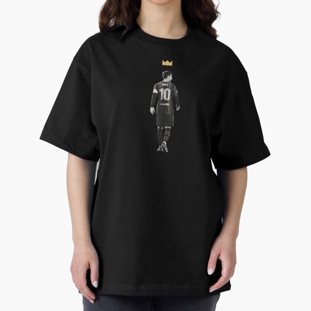 Lionel Messi The Champion Oversized T-Shirt Show Support during FIFA World Cup 2026 Spirit, with Argentina and Brazil, Neymar, Haaland and Cristiano Ronaldo, Retro Football Energy, Iconic Rivalries, Trophy Chase Drama and Stadium Atmosphere;