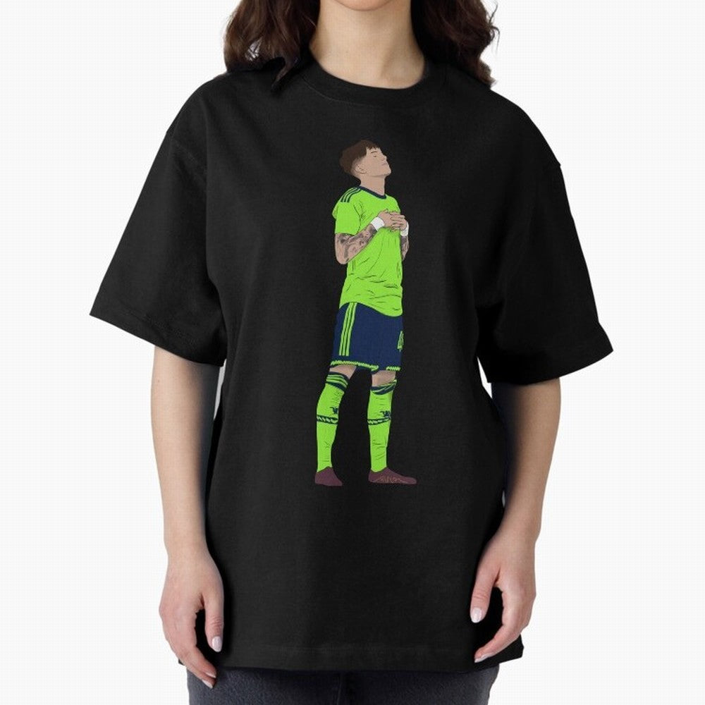 Alejandro Garnacho Ronaldo Peace Goal Celebration Oversized T-Shirt Experience the Global Stage of FIFA World Cup 2026 Spirit, Connected to Argentina, Messi, Neymar and Mbappe, Goal Celebration Energy, Supporter Heritage, Football Icons and
