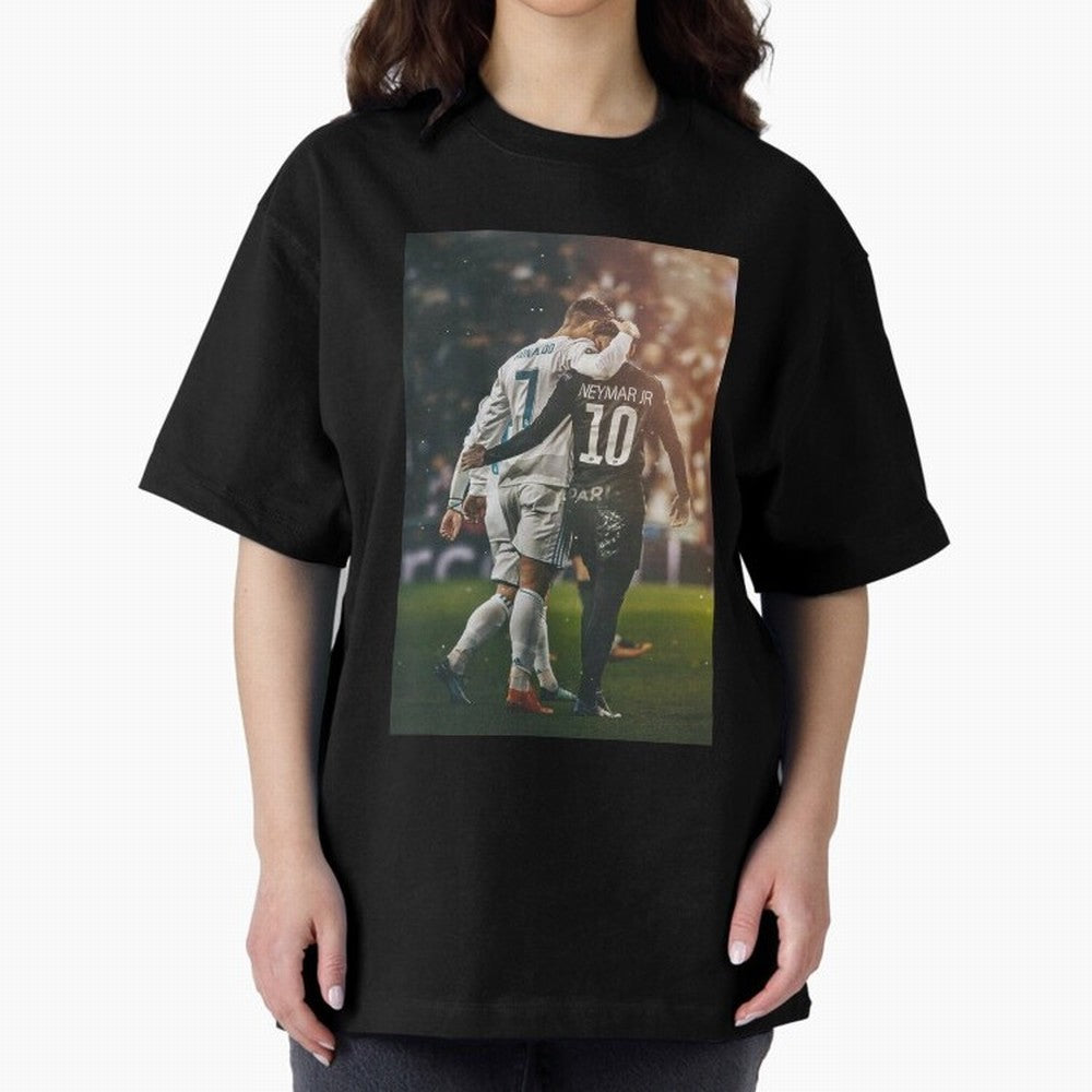 Neymar and Ronaldo Oversized T-Shirt Embrace the FIFA World Cup 2026 Group Stage Journey through Cristiano Ronaldo, Haaland and CR7 Highlights, Brazil Pride, Championship Spirit, Famous Goals, Roaring Crowds and International Football Unity;