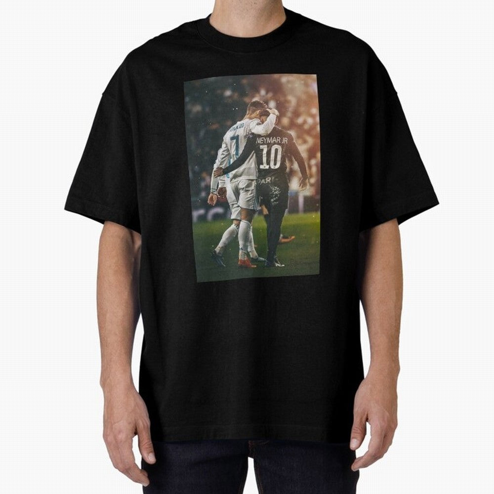 Neymar and Ronaldo Oversized T-Shirt Embrace the FIFA World Cup 2026 Group Stage Journey through Cristiano Ronaldo, Haaland and CR7 Highlights, Brazil Pride, Championship Spirit, Famous Goals, Roaring Crowds and International Football Unity;