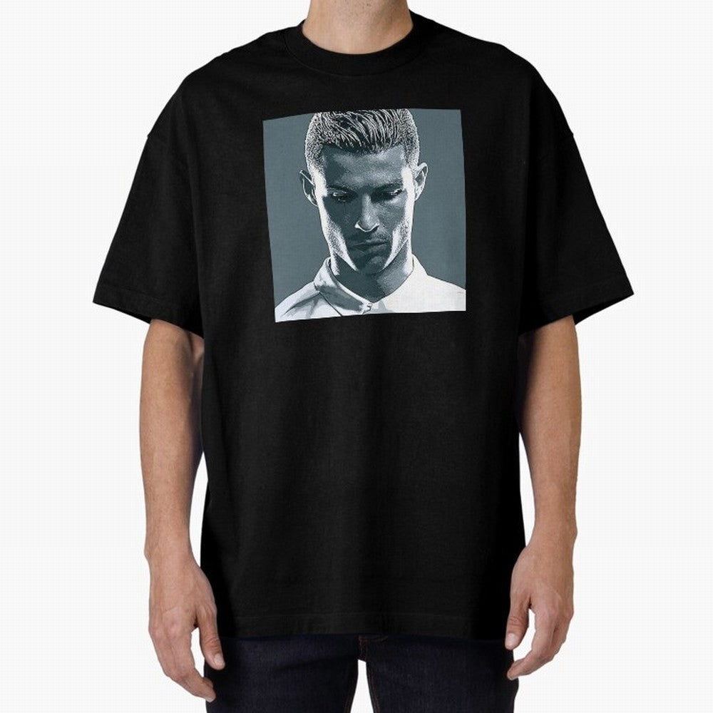 Ronaldo Portrait Oversized T-Shirt Bring Legendary Rivalry Energy to Global Football Passion for FIFA World Cup 2026 USA Canada Mexico, with Messi, Neymar and Mbappe, England, France and Netherlands, Stadium Memories, Football Loyalty,