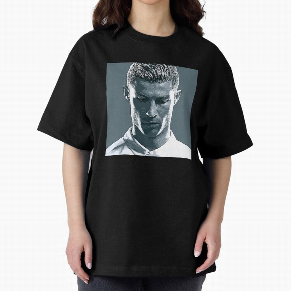 Ronaldo Portrait Oversized T-Shirt Bring Legendary Rivalry Energy to Global Football Passion for FIFA World Cup 2026 USA Canada Mexico, with Messi, Neymar and Mbappe, England, France and Netherlands, Stadium Memories, Football Loyalty,