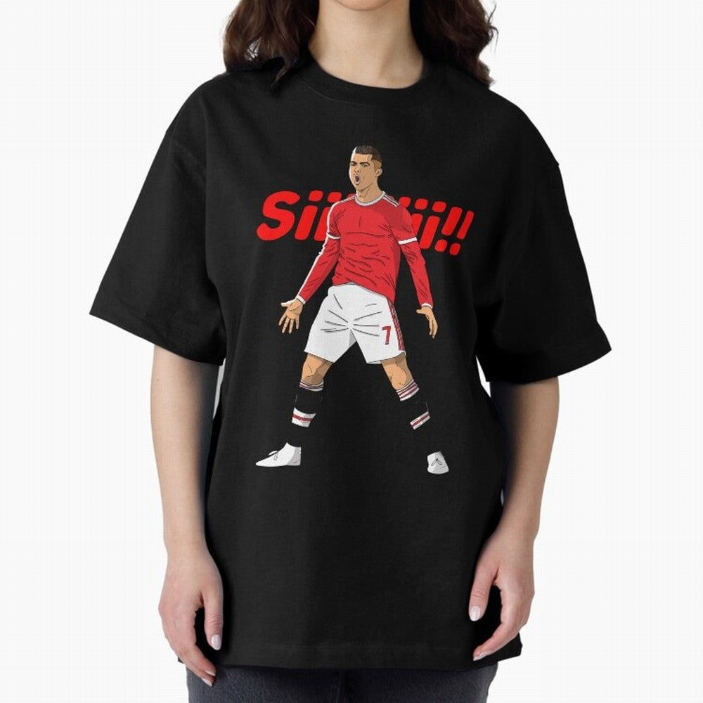 CR7 Siiiii!, Cristiano Ronaldo's trademark goal celebration Oversized T-Shirt Fuel Your Fan Pride for FIFA World Cup 2026 USA Canada Mexico Spirit, Made for Portugal, Messi, Neymar and Mbappe, Supporter Pride, Iconic Celebrations, Legendary Names
