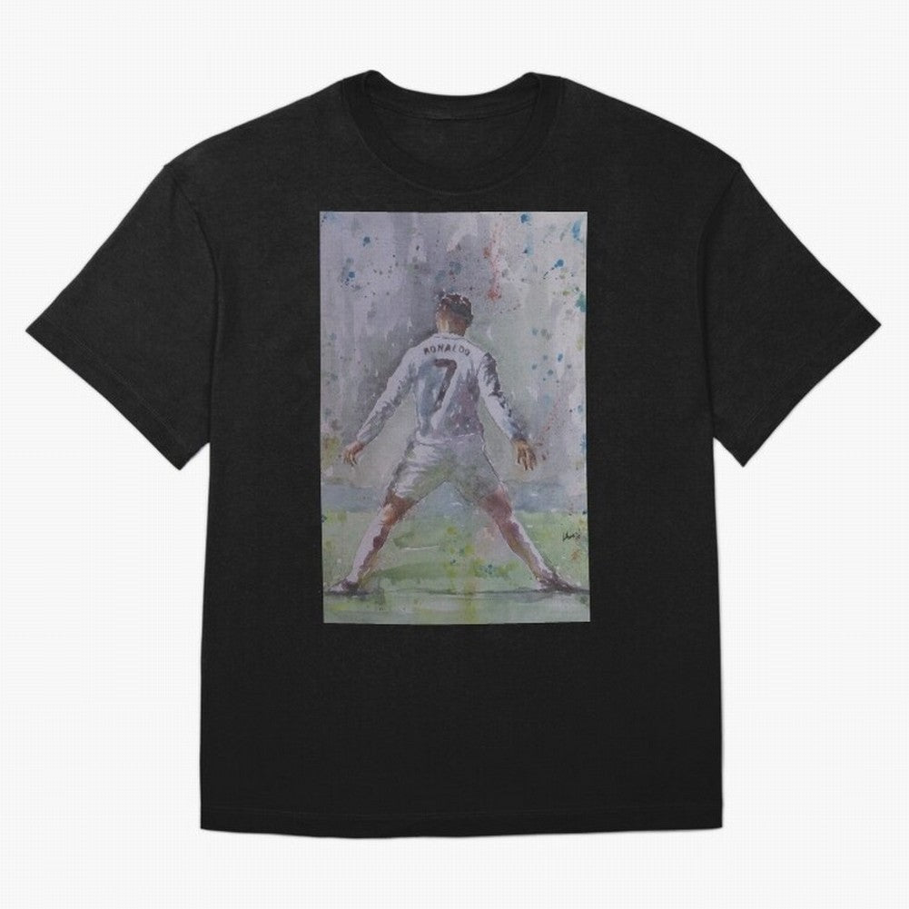 Cristiano Ronaldo - Portrait 2 Oversized T-Shirt Spotlight the FIFA World Cup 2026 USA Canada Mexico Journey through Haaland Highlights, Spain Pride, Global Supporter Spirit, Legendary Goals, National Colors and Tournament Celebration; Perfect for