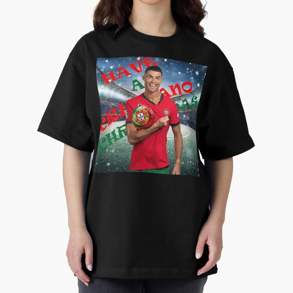 Have a Cristiano Christmas Oversized T-Shirt Show Support during the FIFA World Cup 2026 Group Stage Journey through Neymar Highlights, France Pride, Vintage Soccer Flavor, Modern Football Stars, National Flags and Final Night Emotion; Perfect for