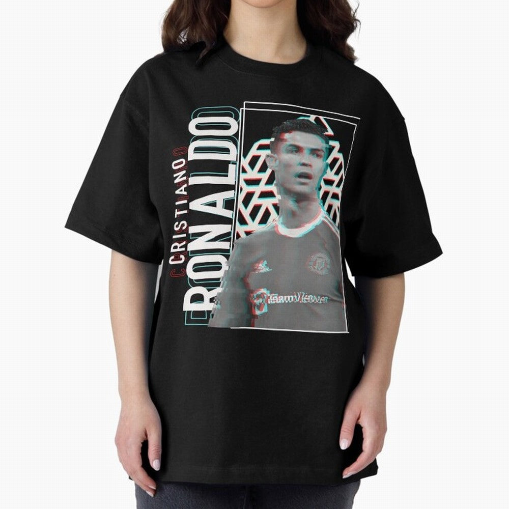 Cristiano Ronaldo Glith Effect Oversized T-Shirt Wear the Spirit of FIFA World Cup 2026 USA Canada Mexico Spirit, Driven by Netherlands, Cristiano Ronaldo, Haaland and CR7, Classic Soccer Heritage, Championship Pressure, Fan Loyalty and