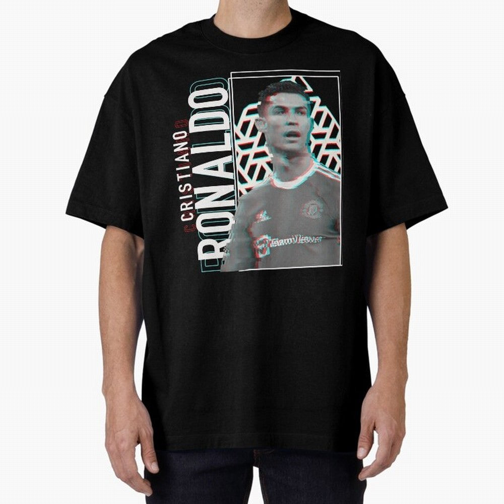 Cristiano Ronaldo Glith Effect Oversized T-Shirt Wear the Spirit of FIFA World Cup 2026 USA Canada Mexico Spirit, Driven by Netherlands, Cristiano Ronaldo, Haaland and CR7, Classic Soccer Heritage, Championship Pressure, Fan Loyalty and