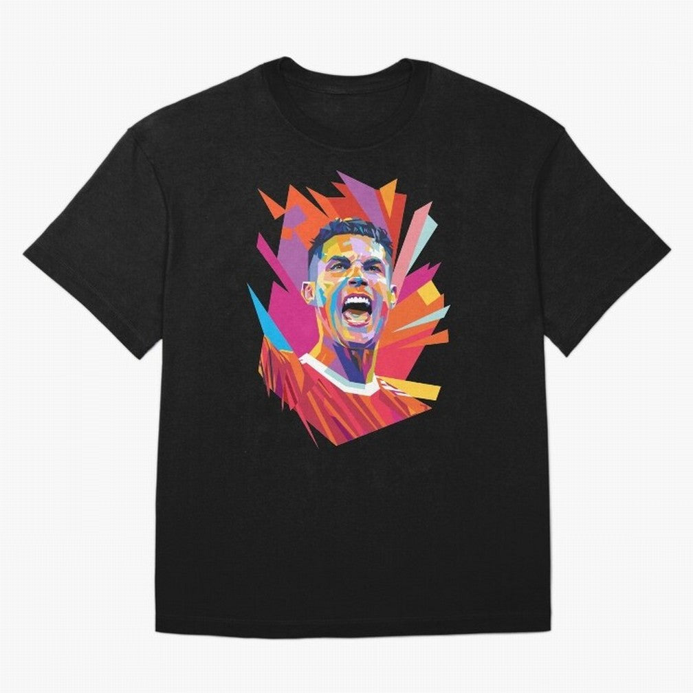 Cristiano Ronaldo Pop Art WPAP Oversized T-Shirt Capture Global Football Passion for FIFA World Cup 2026 USA Canada Mexico, Capturing Messi, CR7 and Mbappe, England, France and Netherlands, Global Supporter Spirit, Legendary Goals, National Colors