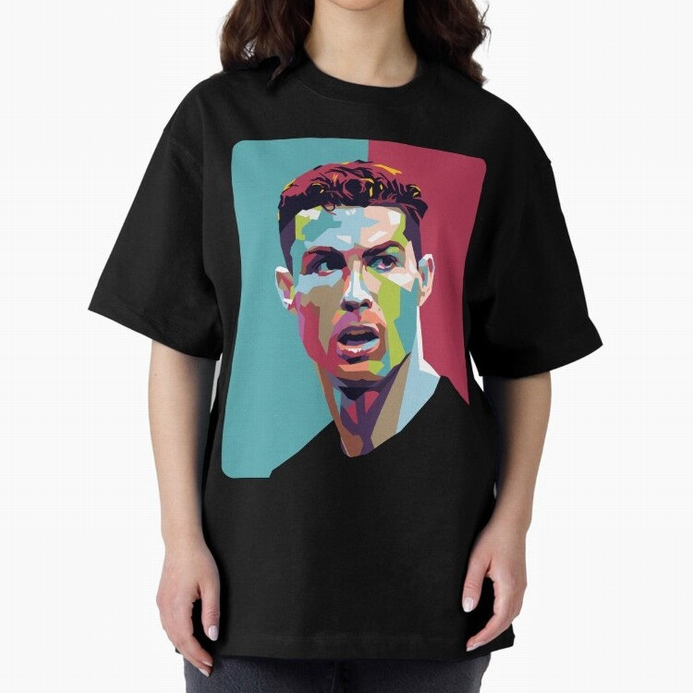 Cristiano Ronaldo 7 Pop Art Portrait Oversized T-Shirt Relive FIFA World Cup 2026 for Fans of Messi and England and Germany, Bringing Supporter Pride, Iconic Celebrations, Legendary Names and Global Match Day Energy; Made for Die Hard Supporters,