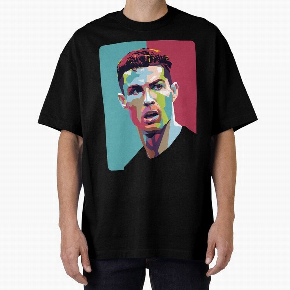 Cristiano Ronaldo 7 Pop Art Portrait Oversized T-Shirt Relive FIFA World Cup 2026 for Fans of Messi and England and Germany, Bringing Supporter Pride, Iconic Celebrations, Legendary Names and Global Match Day Energy; Made for Die Hard Supporters,