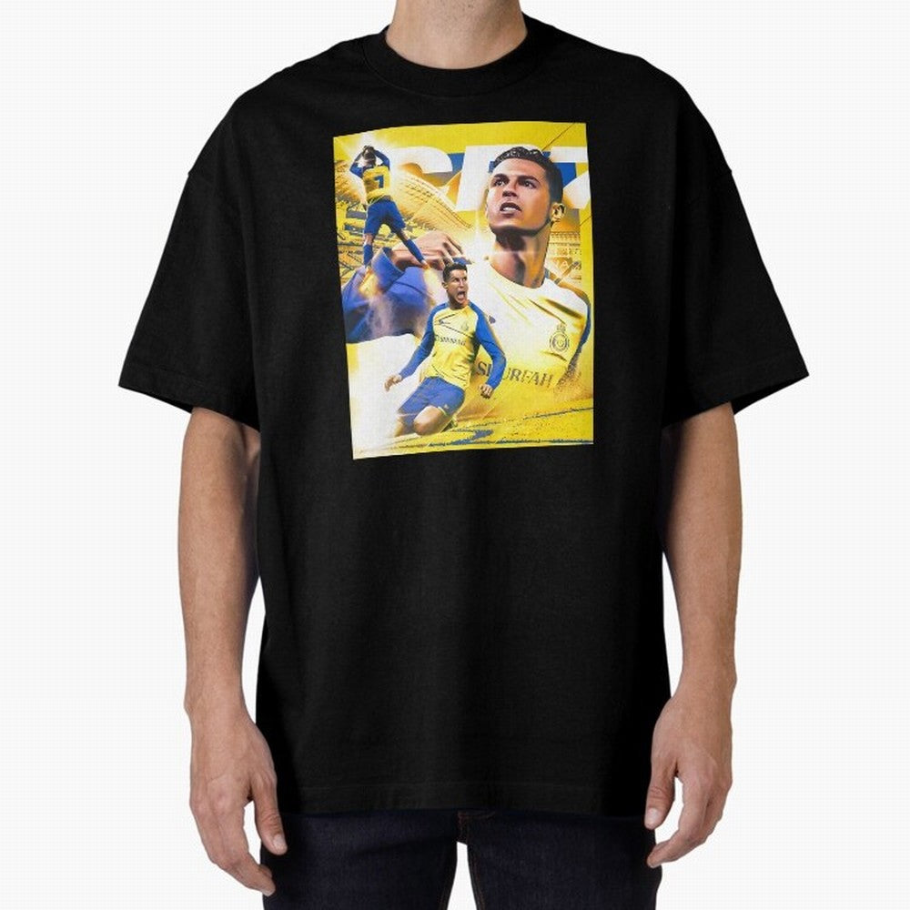 legend footballer yellow Oversized T-Shirt Celebrate the Road through Global Football Passion for FIFA World Cup 2026 Group Stage, Highlighting Mbappe, France and Portugal, Goal Celebration Energy, Supporter Heritage, Football Icons and Worldwide