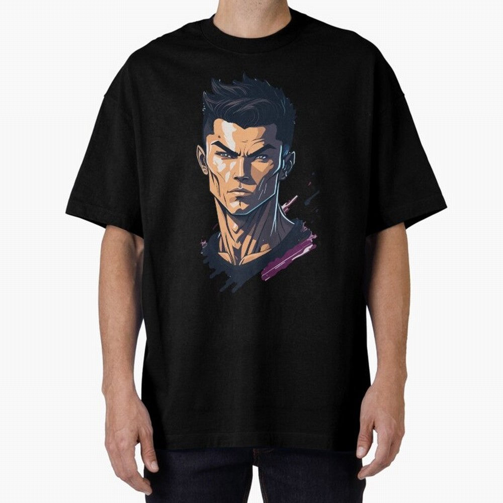 Cristiano Ronaldo Anime Style Oversized T-Shirt Upgrade FIFA World Cup 2026 for Fans of Mbappe and Argentina and Brazil, Bringing Football Festival Excitement, Trophy Ambitions, Country Rivalries and Star Player Buzz; Made for Collectors Who Enjoy