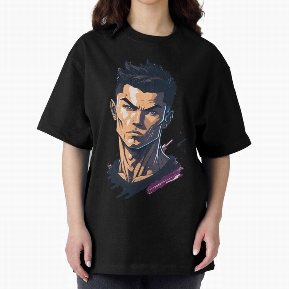 Cristiano Ronaldo Anime Style Oversized T-Shirt Upgrade FIFA World Cup 2026 for Fans of Mbappe and Argentina and Brazil, Bringing Football Festival Excitement, Trophy Ambitions, Country Rivalries and Star Player Buzz; Made for Collectors Who Enjoy