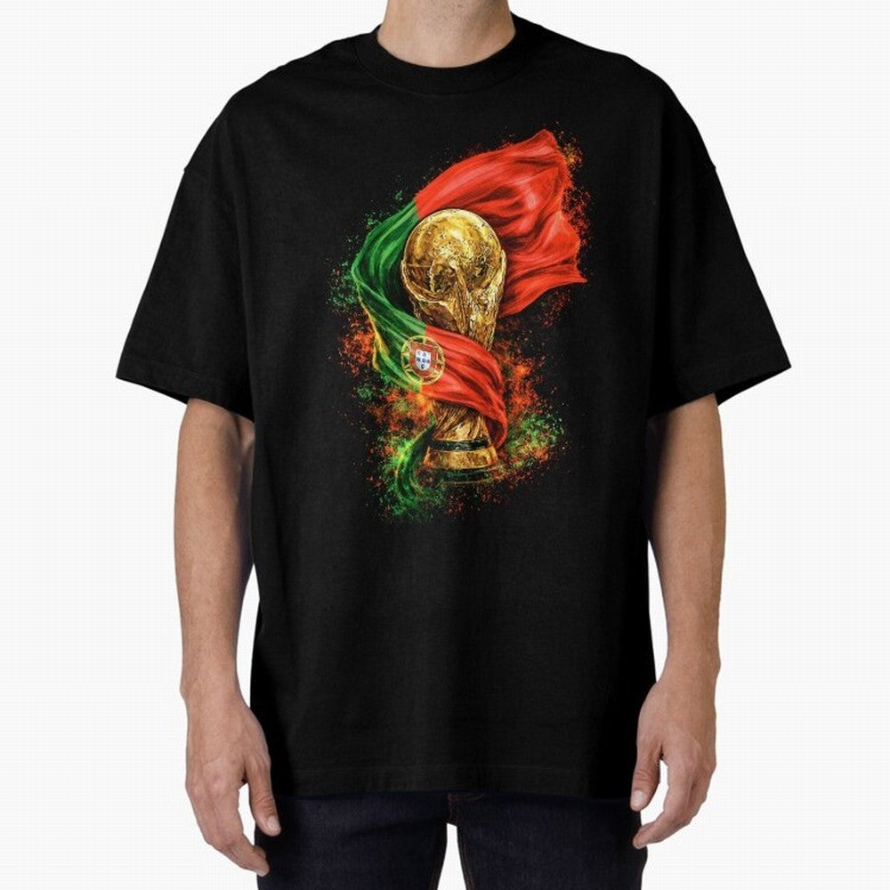 Portugal Football National Pride Oversized T-Shirt Honor Football Greatness during Match Day Hype around FIFA World Cup 2026, CR7 and Messi, Portugal, Vintage Soccer Flavor, Modern Football Stars, National Flags and Final Night Emotion; Ideal for