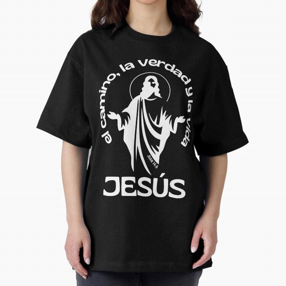JES¨²S - el camino, la verdad y la vida Oversized T-Shirt Celebrate the Road through FIFA World Cup 2026 Group Stage Spirit, Highlighting England, Mbappe and Neymar, Football Festival Excitement, Trophy Ambitions, Country Rivalries and Star Player