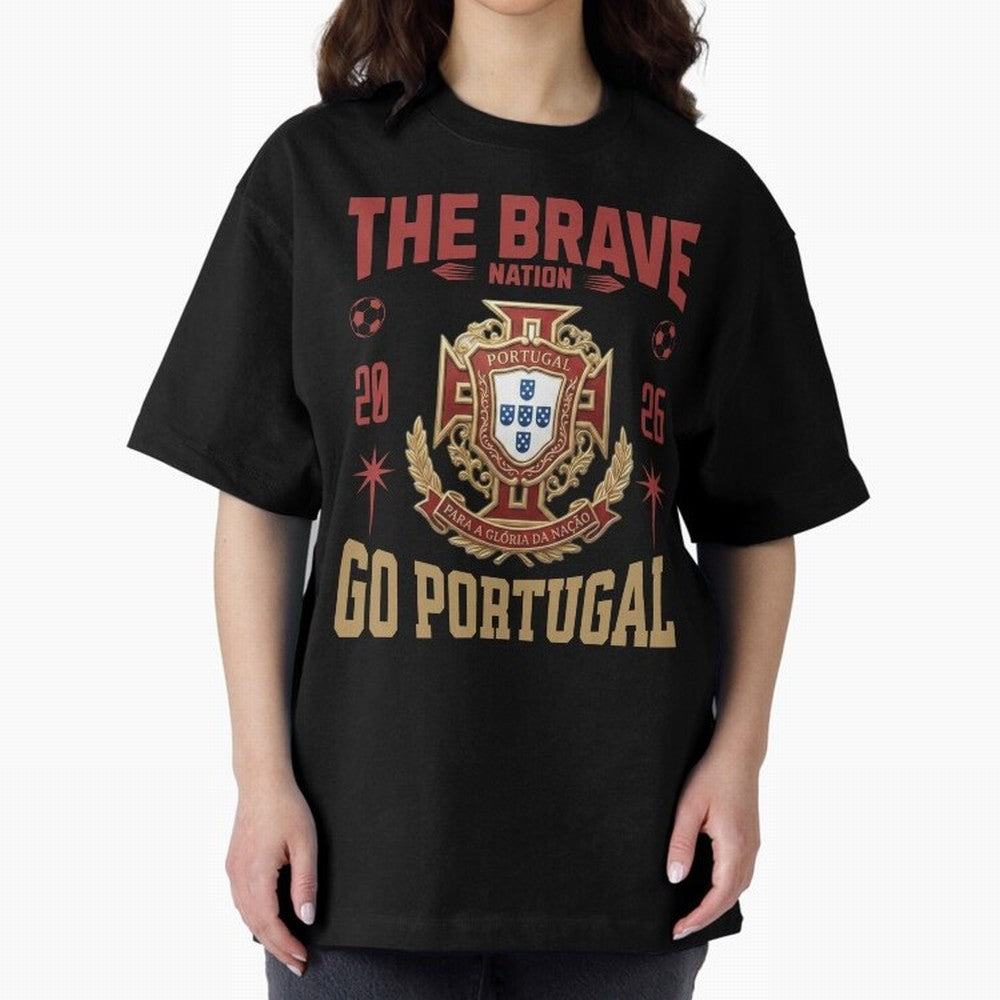 Portugal Soccer 2026 The Brave Nation Vintage Football Fan Design Oversized T-Shirt Support Your Favorite Stars during FIFA World Cup 2026 USA Canada Mexico Driven by Messi, CR7 and Mbappe, France Energy, Stadium Chants, National Pride, Trophy