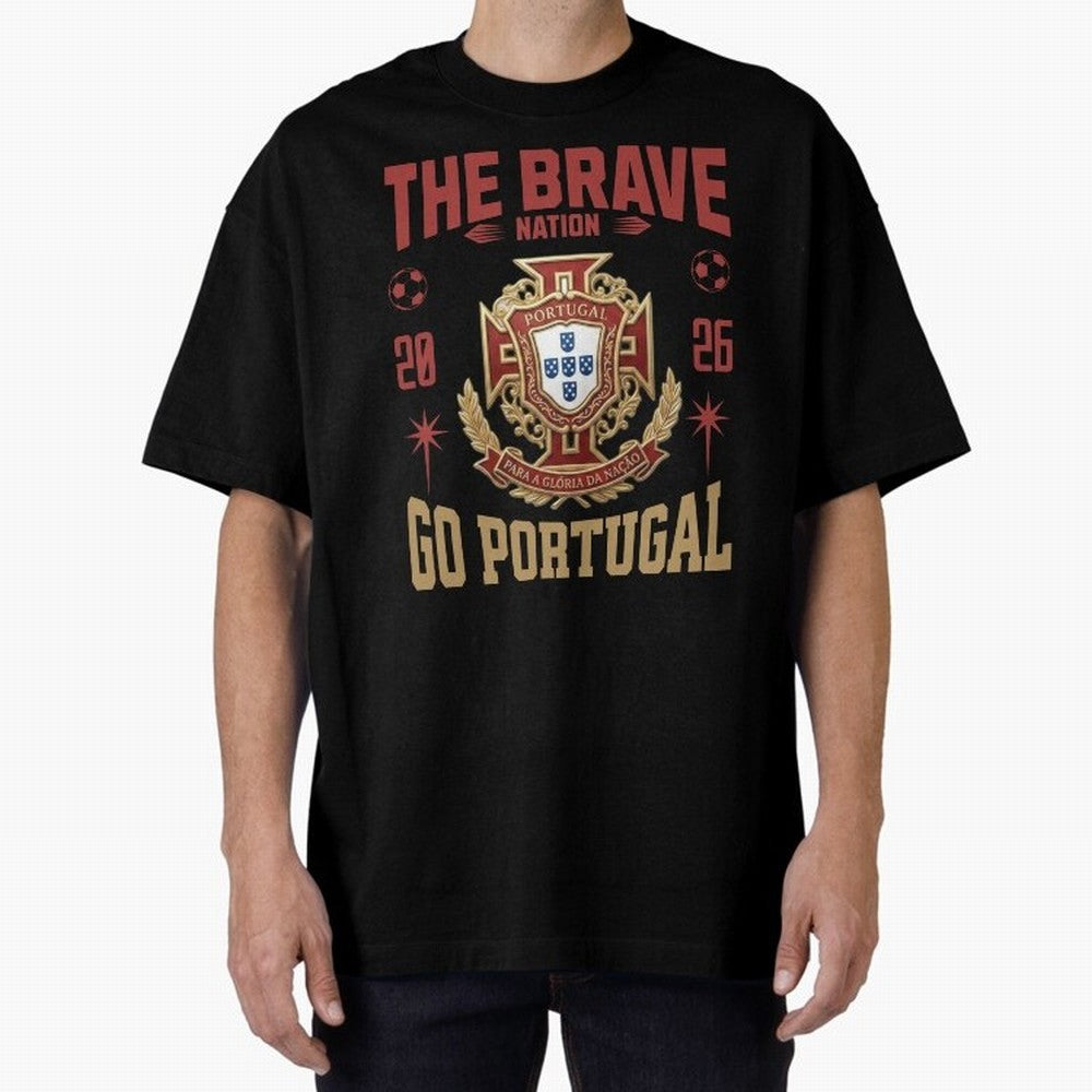 Portugal Soccer 2026 The Brave Nation Vintage Football Fan Design Oversized T-Shirt Support Your Favorite Stars during FIFA World Cup 2026 USA Canada Mexico Driven by Messi, CR7 and Mbappe, France Energy, Stadium Chants, National Pride, Trophy