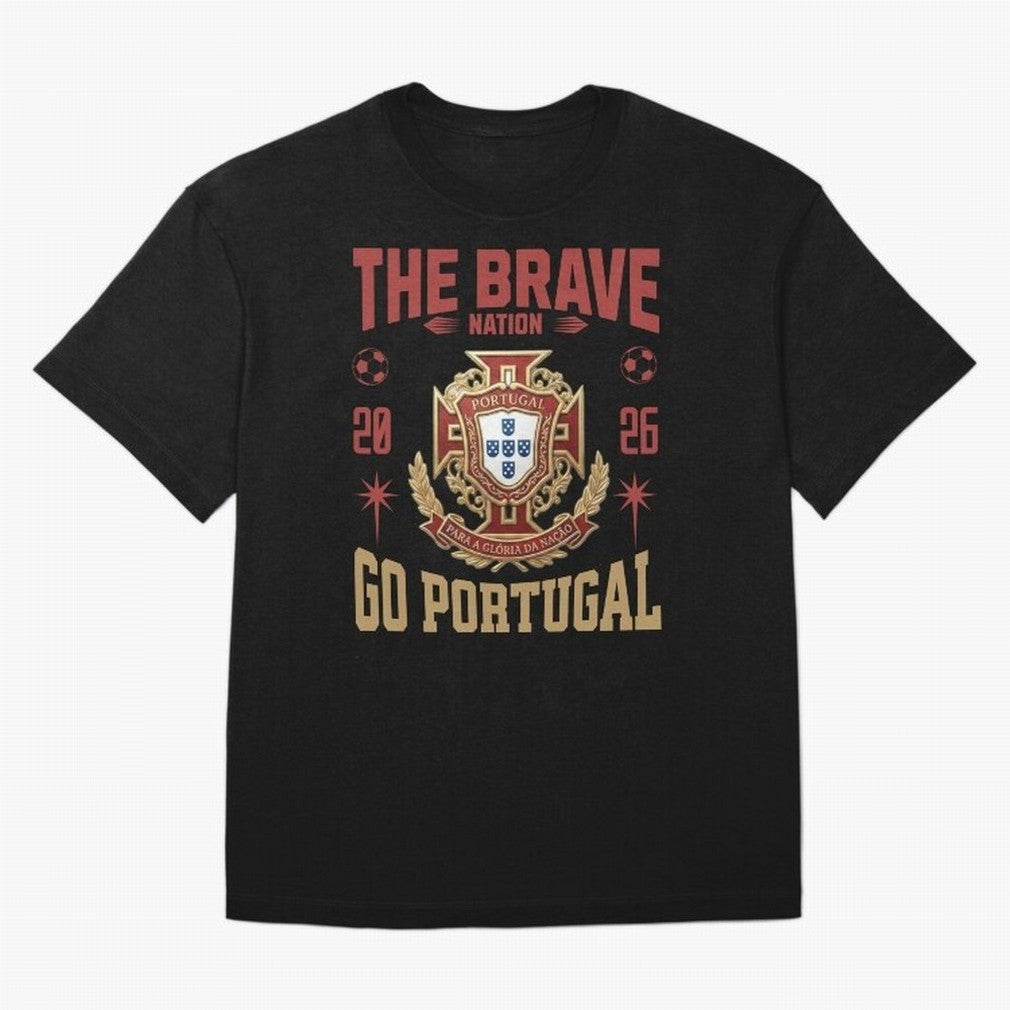 Portugal Soccer 2026 The Brave Nation Vintage Football Fan Design Oversized T-Shirt Support Your Favorite Stars during FIFA World Cup 2026 USA Canada Mexico Driven by Messi, CR7 and Mbappe, France Energy, Stadium Chants, National Pride, Trophy