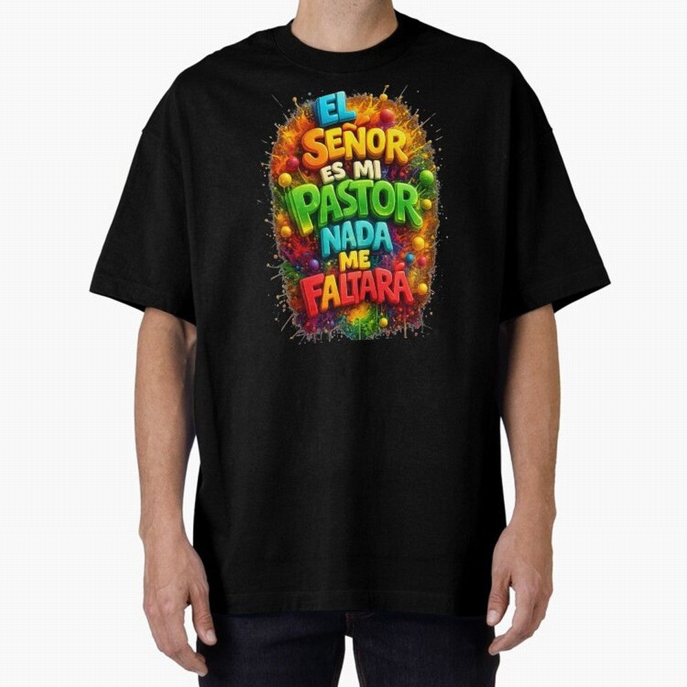 Modern 3D Psalm 23 Spanish Christian Art - El Se?or es mi Pastor Oversized T-Shirt Feel International Energy from the FIFA World Cup 2026 USA Canada Mexico Journey through Cristiano Ronaldo, Haaland and CR7 Highlights, Argentina and Brazil Pride,