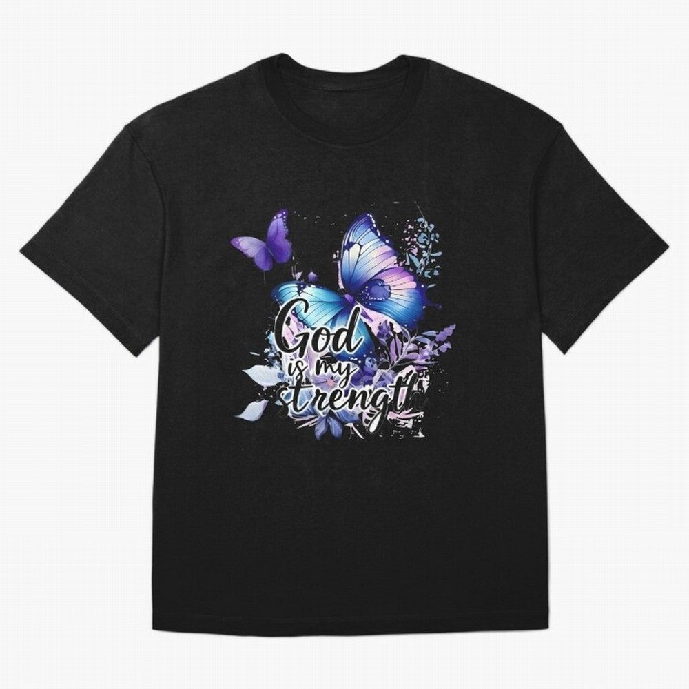 God is My Strength - Blue Butterfly Watercolor Art Oversized T-Shirt Bring Global Tournament Vibes to FIFA World Cup 2026 for Fans of Cristiano Ronaldo and England and Germany, Bringing Classic Soccer Heritage, Championship Pressure, Fan Loyalty