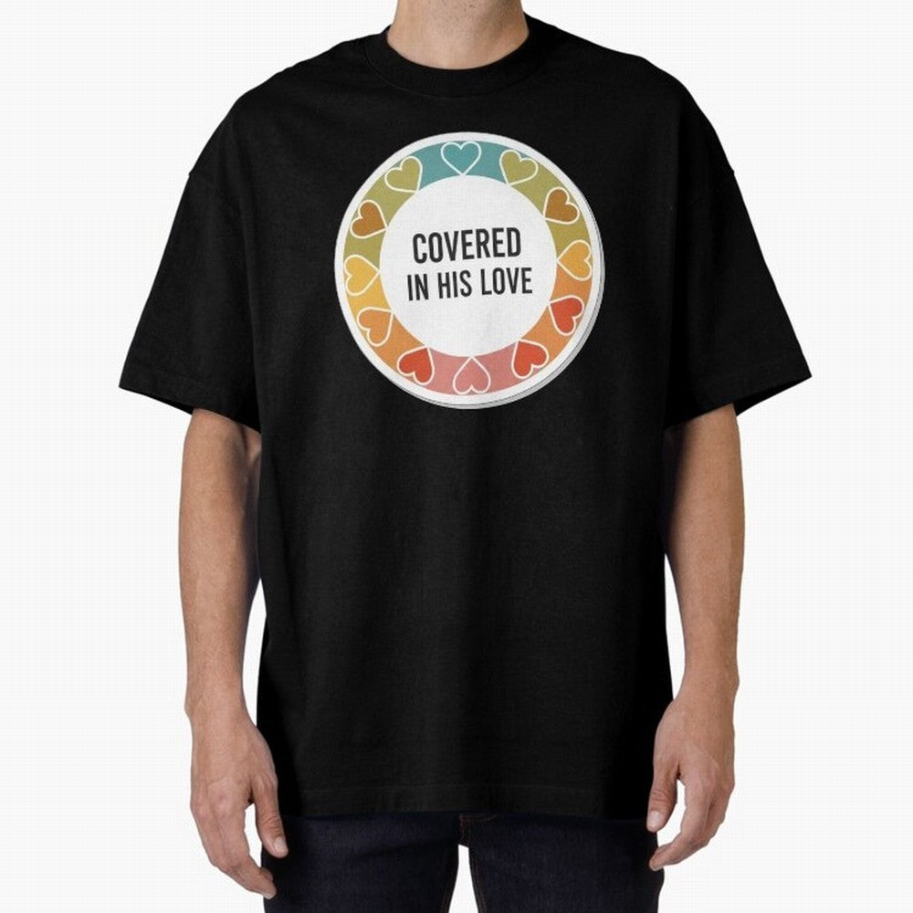 Covered in His Love Christian Encouragement Sticker Oversized T-Shirt Honor the Football Icons of FIFA World Cup 2026 USA Canada Mexico for Fans of Messi, Neymar and Mbappe and Portugal, Bringing Football Festival Excitement, Trophy Ambitions,