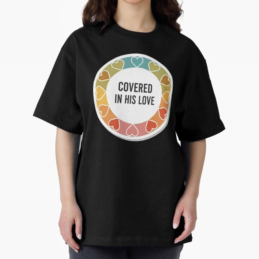 Covered in His Love Christian Encouragement Sticker Oversized T-Shirt Honor the Football Icons of FIFA World Cup 2026 USA Canada Mexico for Fans of Messi, Neymar and Mbappe and Portugal, Bringing Football Festival Excitement, Trophy Ambitions,