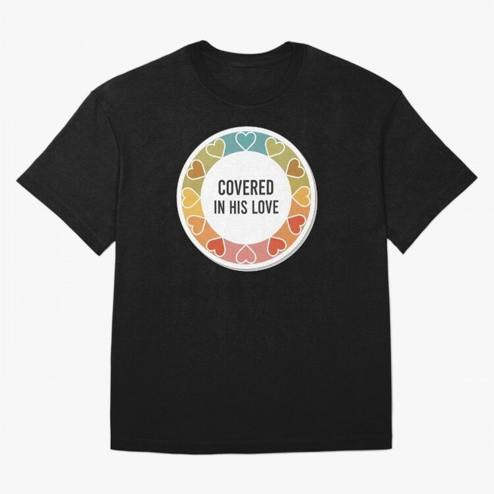 Covered in His Love Christian Encouragement Sticker Oversized T-Shirt Honor the Football Icons of FIFA World Cup 2026 USA Canada Mexico for Fans of Messi, Neymar and Mbappe and Portugal, Bringing Football Festival Excitement, Trophy Ambitions,