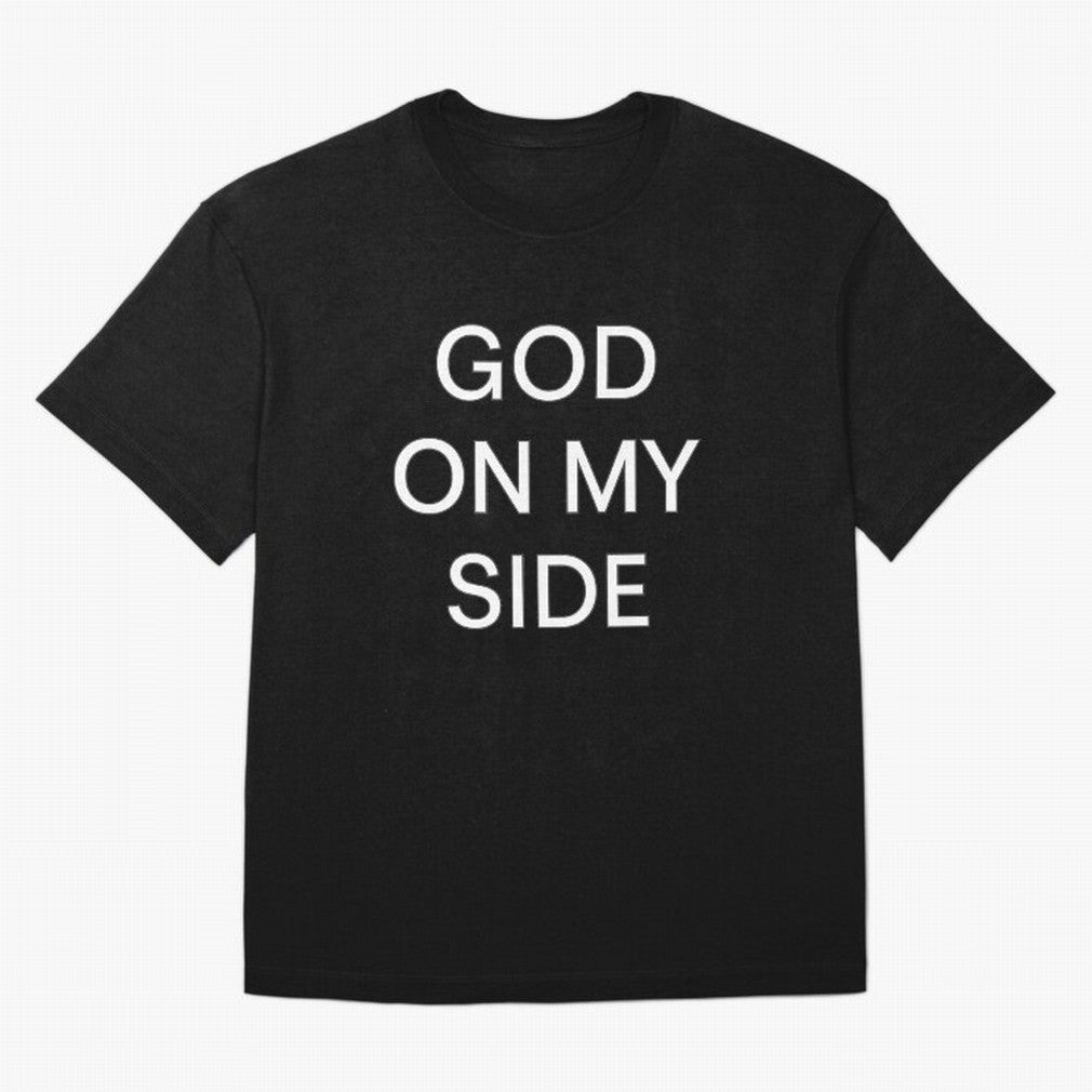 God On My Side - Minimalist Christian Outline Typography Oversized T-Shirt Keep Football History Alive during Global Football Passion for FIFA World Cup 2026 Group Stage, Capturing Cristiano Ronaldo, France, Match Day Excitement, Supporter Culture,