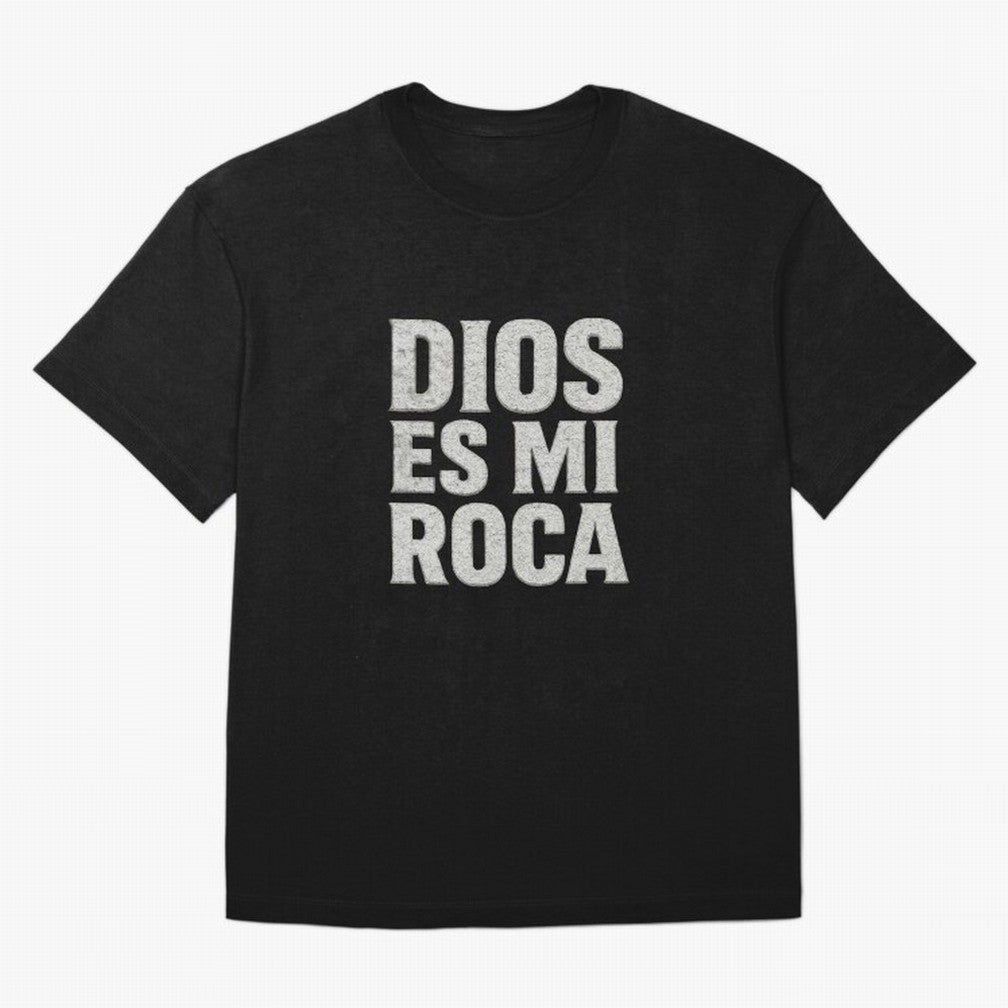 DIOS ES MI ROCA - White Stone Typography - Christian Oversized T-Shirt Enjoy FIFA World Cup 2026 Group Stage Spirit, Filled with Spain, Neymar, Haaland and Cristiano Ronaldo, Goal Celebration Energy, Supporter Heritage, Football Icons and Worldwide