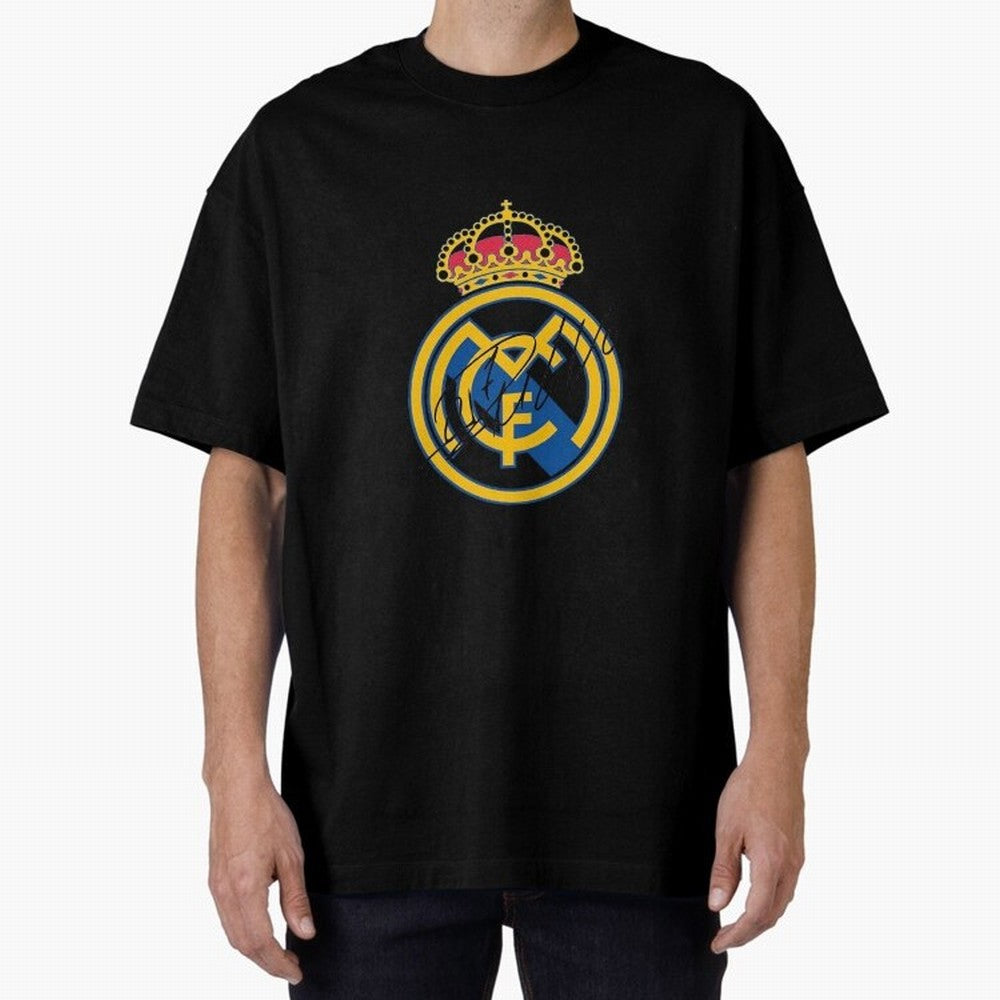 Real Madrid C.F. crest with Cristiano Ronaldo's autograph Oversized T-Shirt Cheer through Every Moment of FIFA World Cup 2026 Group Stage Filled with Mbappe, England and Germany Energy, Football Passion, Legendary Performances, Festival Vibes and