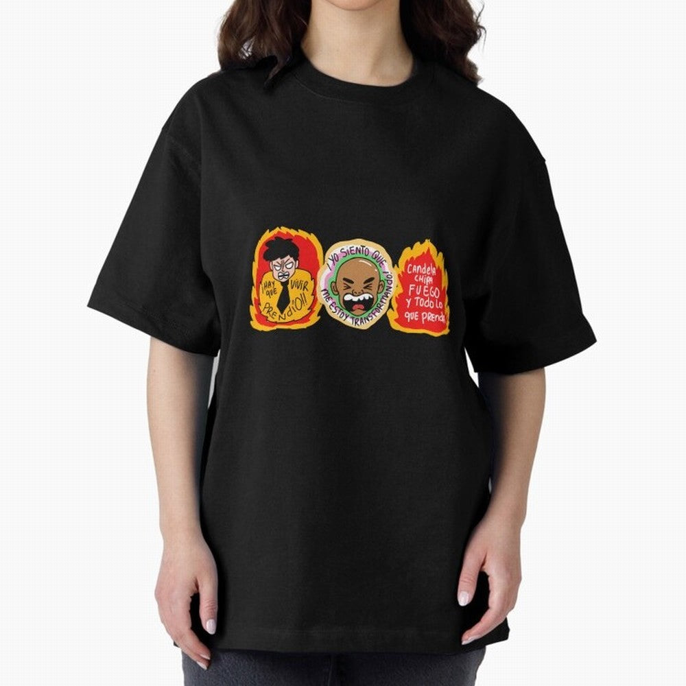 Hay Que Vivir Prendo Yo Siento Que Me Estoy Transformando Candela Chipa Fuego Y Todo Lo Que Prenda Oversized T-Shirt Represent Fans Who Live for FIFA World Cup 2026 Group Stage Connected to Messi and Cristiano Ronaldo, Germany Energy, Retro
