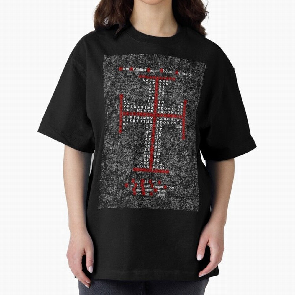 Cruz Ang¨¦lica de Santo Tom¨¢s de Aquino Relieve Oversized T-Shirt Show Love for Legendary Goals in Global Football Passion for FIFA World Cup 2026, Built around CR7, Argentina, Global Supporter Spirit, Legendary Goals, National Colors and