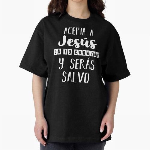 Acepta a Jes¨²s en tu Corazon Mensaje Cristianos Dios Spanish Oversized T-Shirt Showcase FIFA World Cup 2026 USA Canada Mexico Inspired by Mbappe, Portugal, Spain and Germany Energy, Retro Football Energy, Iconic Rivalries, Trophy Chase Drama and