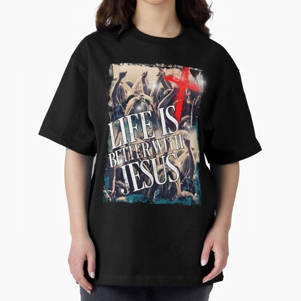 LIfe is Better with Jesus Oversized T-Shirt Remember Iconic Moments from Match Day Hype around FIFA World Cup 2026 Group Stage, Haaland and Mbappe, England, Supporter Pride, Iconic Celebrations, Legendary Names and Global Match Day Energy; Great