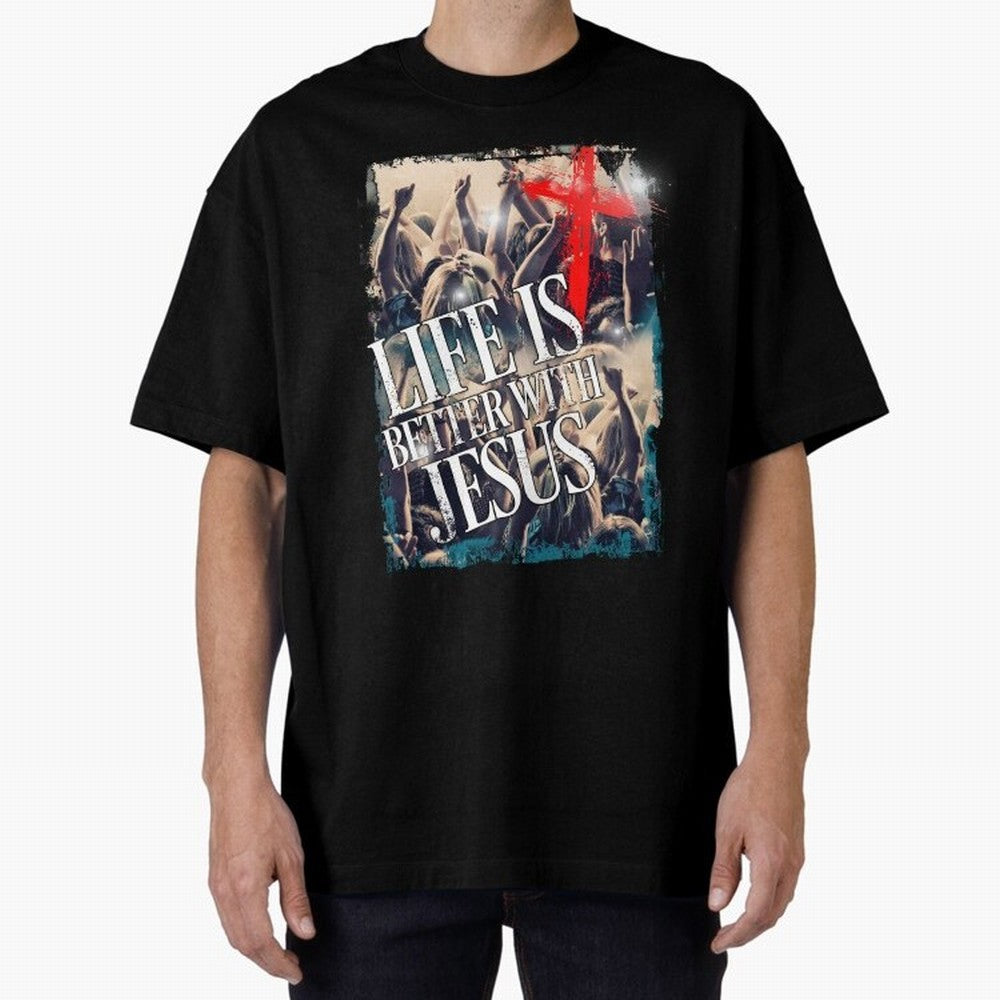 LIfe is Better with Jesus Oversized T-Shirt Remember Iconic Moments from Match Day Hype around FIFA World Cup 2026 Group Stage, Haaland and Mbappe, England, Supporter Pride, Iconic Celebrations, Legendary Names and Global Match Day Energy; Great