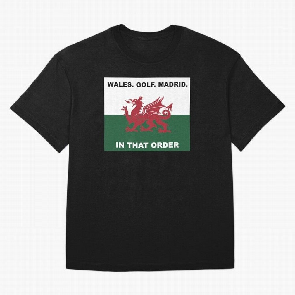 Wales Golf Madrid In That Order Oversized T-Shirt Carry FIFA World Cup 2026 Connected to Mbappe and Neymar, Portugal, Spain and Germany Energy, Sports Nostalgia, International Competition, Famous Players and Unforgettable Victories; Perfect for