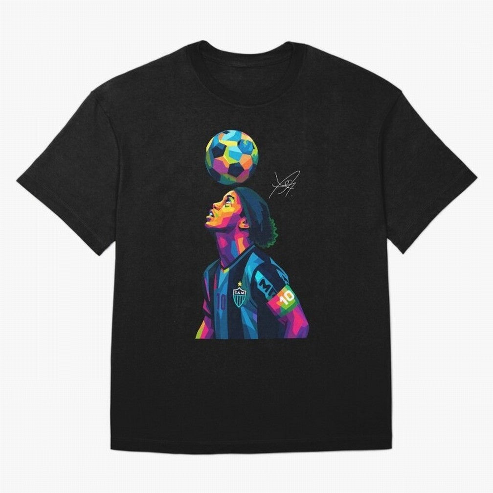 Ronaldinho Wpap Art Oversized T-Shirt Celebrate Fan Favorites in Global Football Passion for FIFA World Cup 2026, Featuring Neymar, Haaland and Cristiano Ronaldo, Portugal, Sports Nostalgia, International Competition, Famous Players and