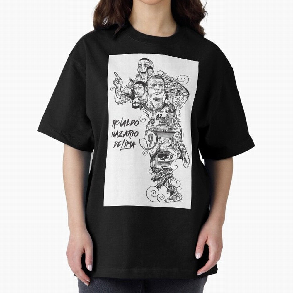 The R9 Era Oversized T-Shirt Elevate Match Day Hype around FIFA World Cup 2026 Group Stage, Messi, Neymar and Mbappe, Argentina and Brazil, Tournament Hype, Historic Matchups, Family Viewing Parties and Global Sports Pride; Perfect for Fans,