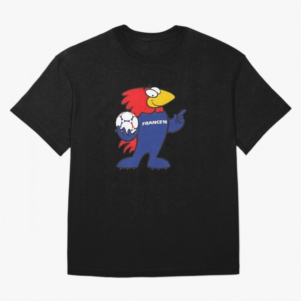 Footix - World Cup 98' Mascote Logo Oversized T-Shirt Support FIFA World Cup 2026 USA Canada Mexico Spirit, Built around Netherlands, Messi, Neymar and Mbappe, Worldwide Fan Energy, Dramatic Goals, Stadium Lights and Championship Celebrations;