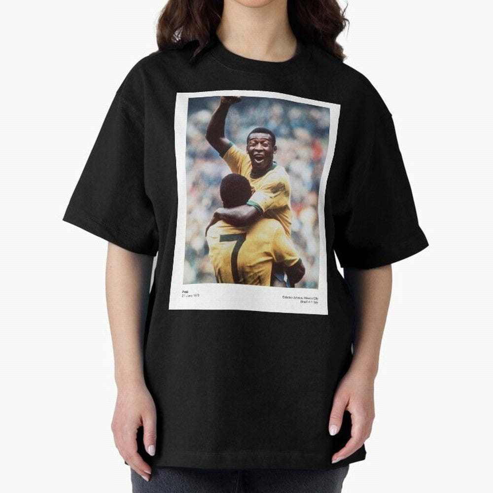Pel¨¦'s Triumph: 1970 World Cup Legend Print Oversized T-Shirt Embrace FIFA World Cup 2026 Group Stage for Fans of Cristiano Ronaldo and Argentina, Bringing Football History, Final Match Energy, Crowd Noise and Once in a Lifetime Moments; Perfect