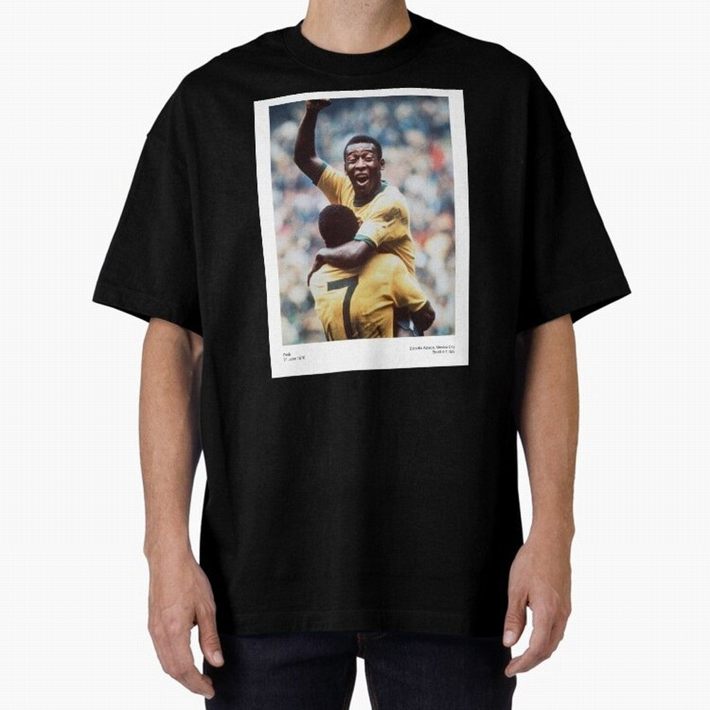 Pel¨¦'s Triumph: 1970 World Cup Legend Print Oversized T-Shirt Embrace FIFA World Cup 2026 Group Stage for Fans of Cristiano Ronaldo and Argentina, Bringing Football History, Final Match Energy, Crowd Noise and Once in a Lifetime Moments; Perfect