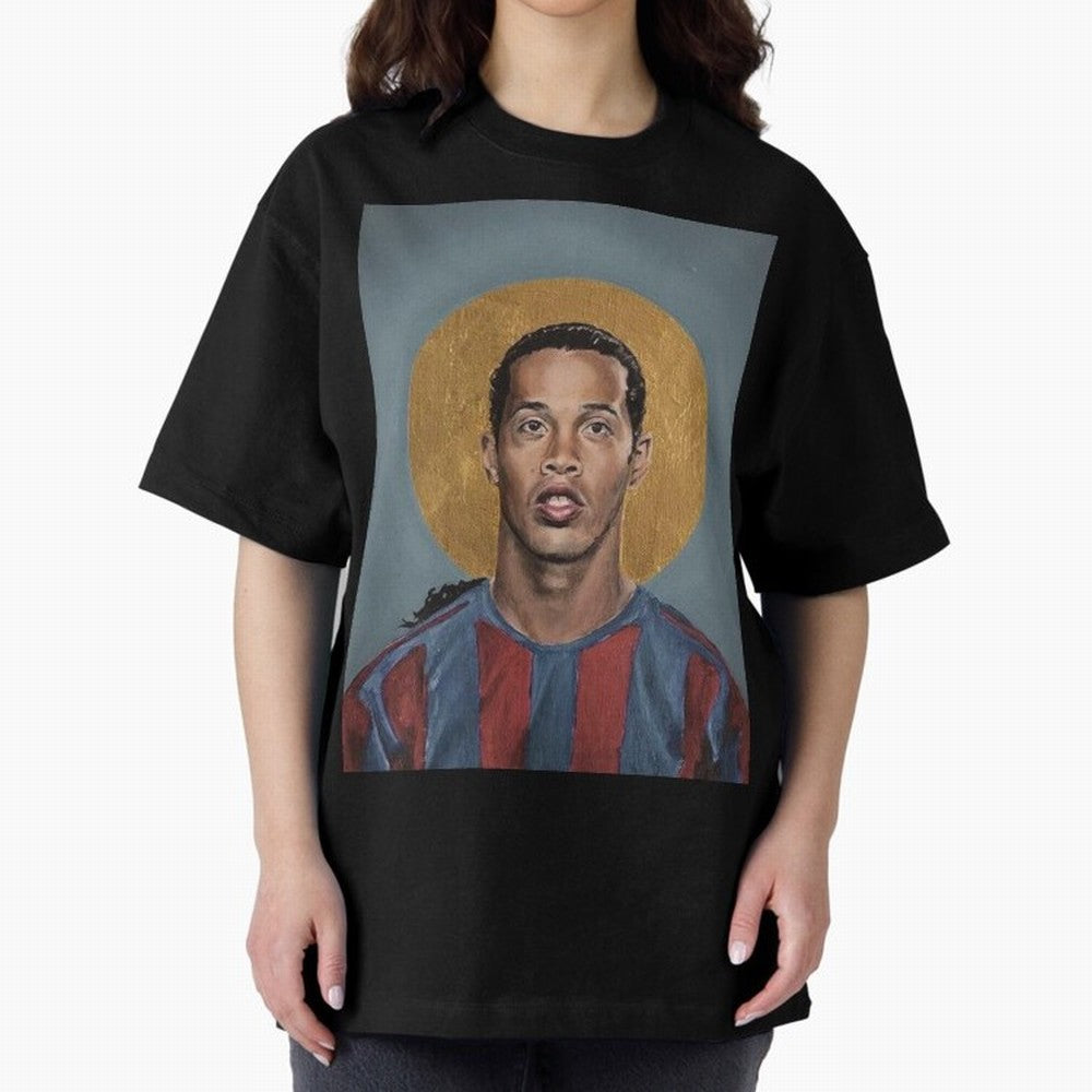 Art Ronaldinho Painting Oversized T-Shirt Mark Match Day Hype around FIFA World Cup 2026, Messi, Neymar and Mbappe, France, Stadium Memories, Football Loyalty, International Chants and Championship Tradition; Perfect for Supporters Who Want Bold