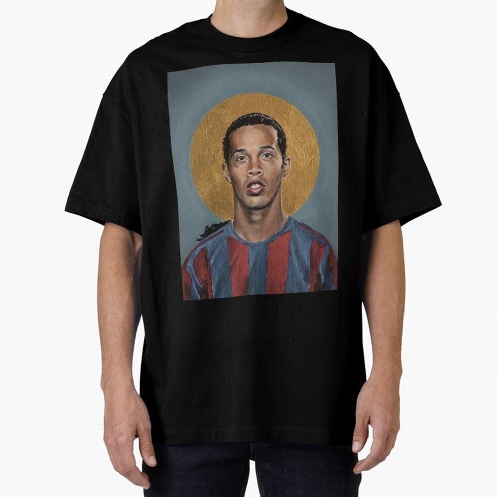 Art Ronaldinho Painting Oversized T-Shirt Mark Match Day Hype around FIFA World Cup 2026, Messi, Neymar and Mbappe, France, Stadium Memories, Football Loyalty, International Chants and Championship Tradition; Perfect for Supporters Who Want Bold